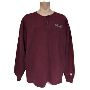 Vintage Champion Sweatshirt Mens XXL Maroon Henley Pullover Cotton USA 90s